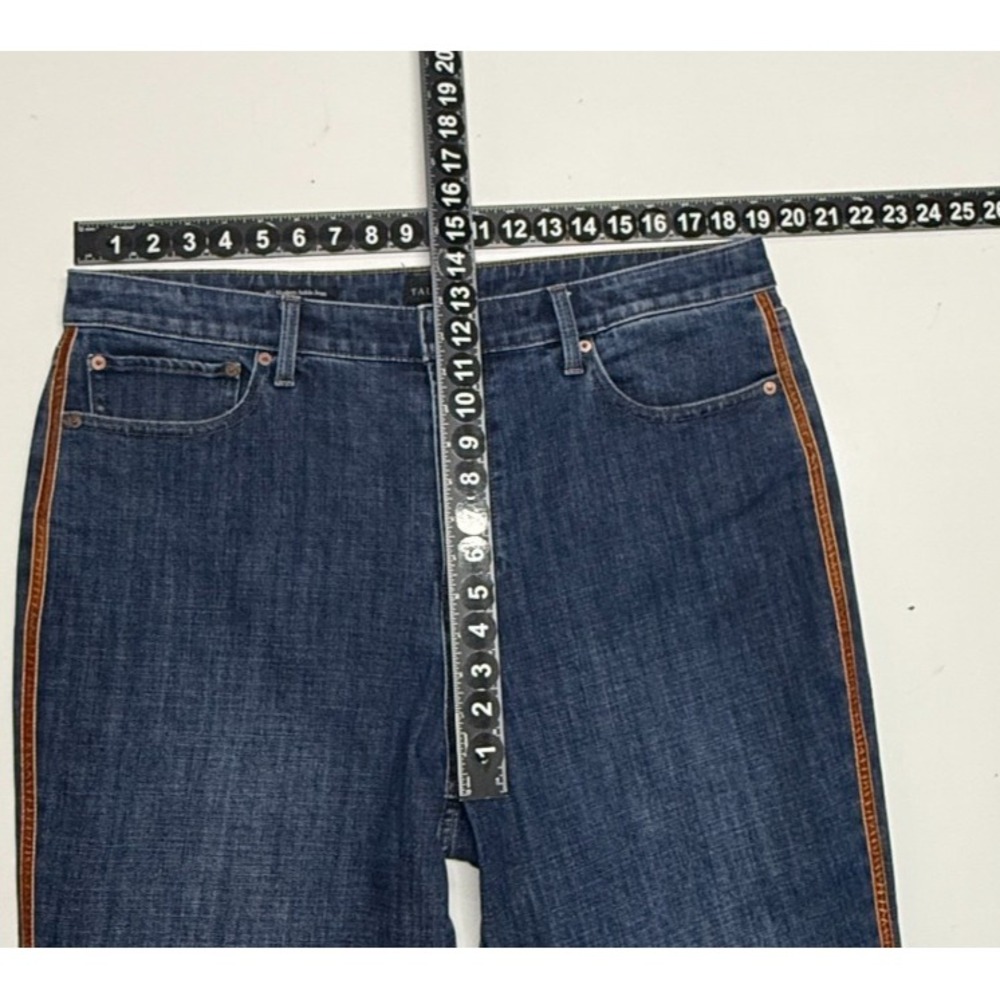 Talbots Jeans 16 Blue Modern Ankle Brown Velvet Stripe Stretch Measures 38X27 - Picture 3 of 9